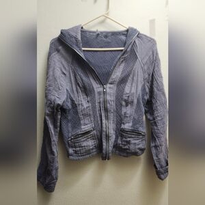 Stylish Summer Gray/Blue Textured Jacket With Zipper